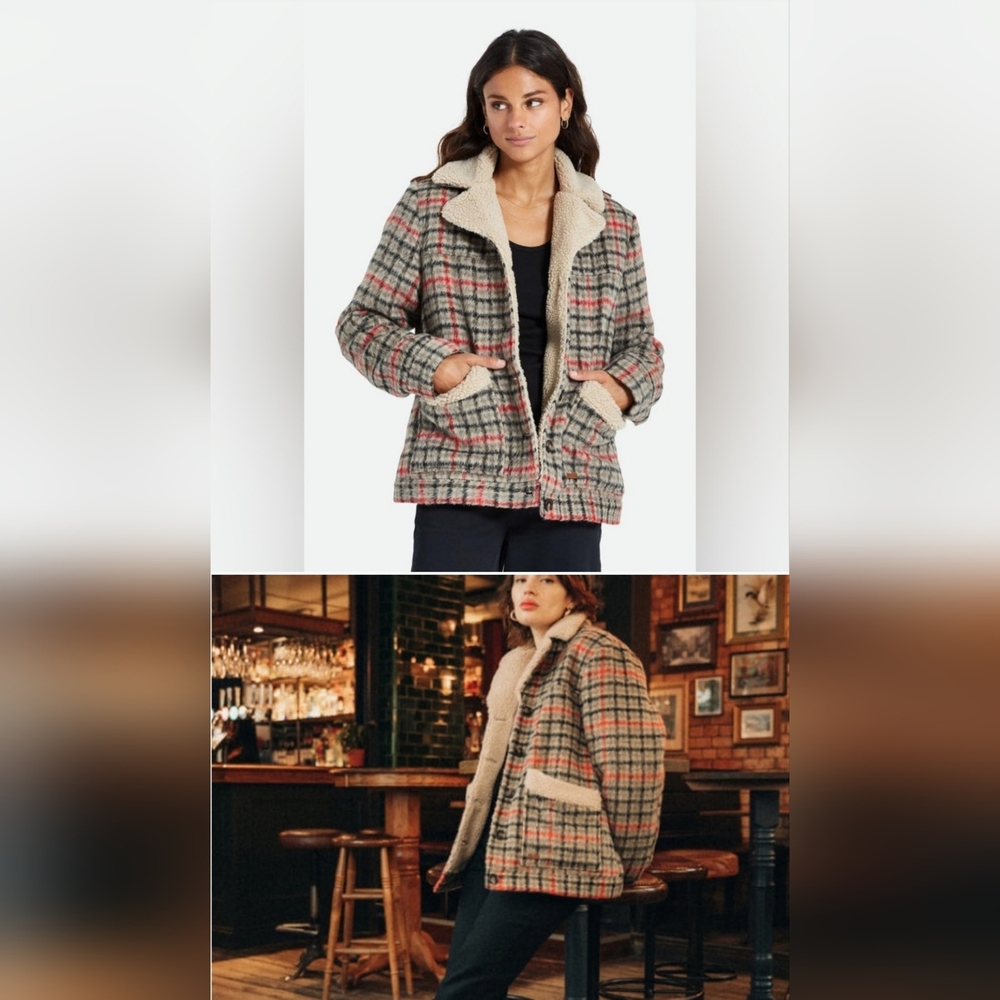 NWT Brixton Nouvelle Plaid Sherpa Coat Size S